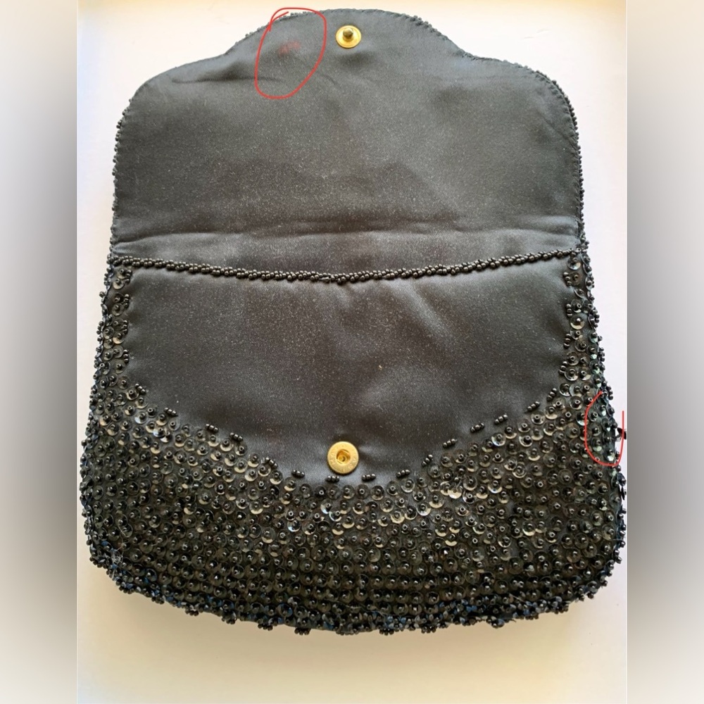 Vintage Black Sequined Beaded Flap Clutch Mini bag - Picture 9 of 10